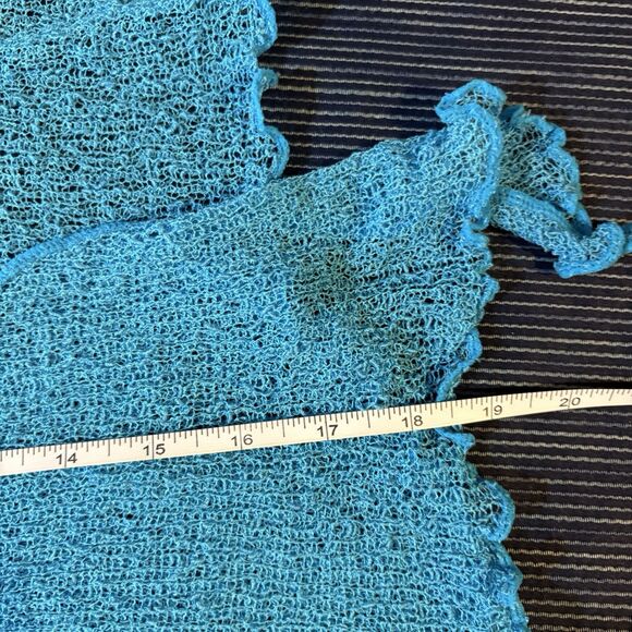 Sea & Sand Mesh Cardigan Womens M Aqua Blue Boho Beachy Fairycore Y2K Coastal - Picture 4 of 6